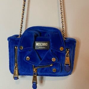 Moschino Blue Velvet Jacket purse